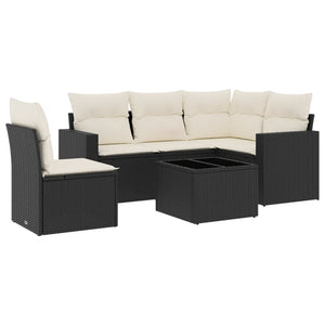 Set Divano da Giardino 6 pz con Cuscini Nero in Polyrattancod mxl 86954
