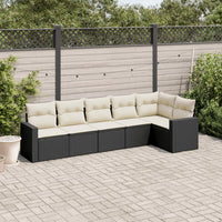 Set Divano da Giardino 6 pz con Cuscini-Sofa da Giardino-Divanetto da esterno Nero in Polyrattan 525105