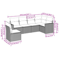 Set Divano da Giardino 6 pz con Cuscini-Sofa da Giardino-Divanetto da esterno Grigio in Polyrattan 970223