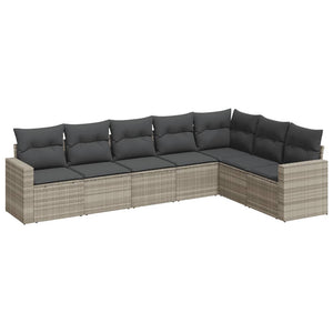 Set Divani da Giardino 7pz con Cuscini Grigio Chiaro Polyrattan 3219042