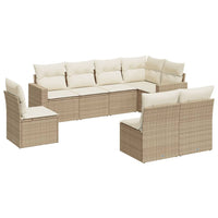 Set Divano da Giardino 8 pz con Cuscini Beige in Polyrattan 3219058