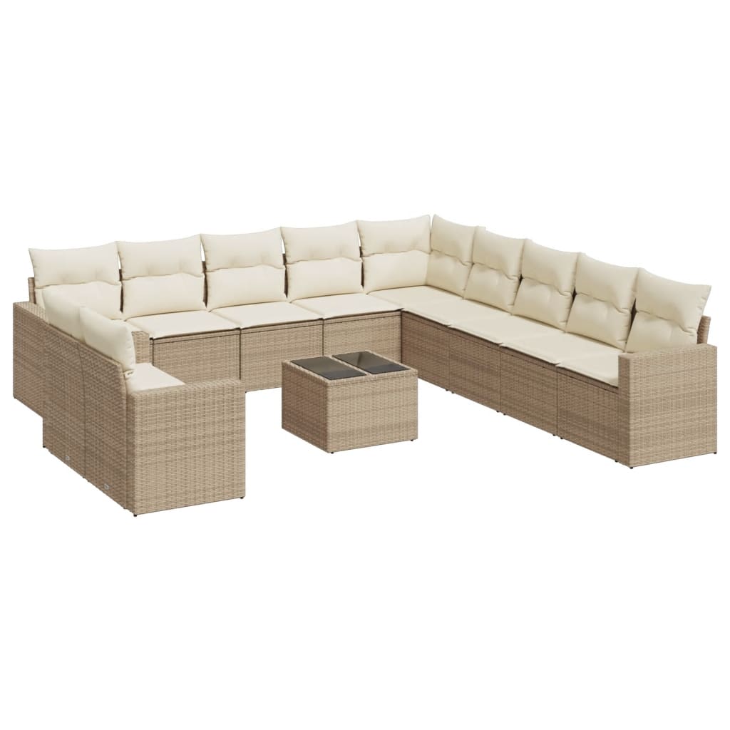 Set Divani da Giardino 12 pz con Cuscini Beige in Polyrattan 3219188