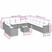 vidaXL Set Divano Giardino 12 pz con Cuscini Grigio Chiaro Polyrattan