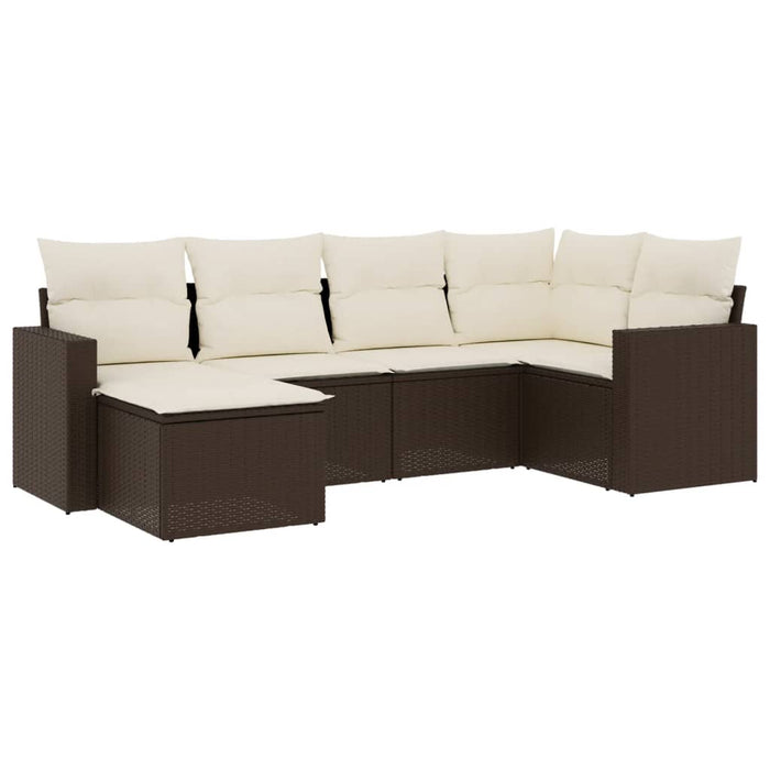 Set Divano da Giardino 6 pz con Cuscini Marrone in Polyrattan 3219253