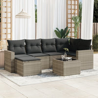 Set Divani da Giardino 7pz con Cuscini Grigio Chiaro Polyrattan 3219262