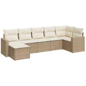 vidaXL Set Divani da Giardino 7 pz con Cuscini Beige in Polyrattan