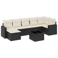 Set Divani da Giardino con Cuscini 8 pz Nero in Polyrattan 3219276