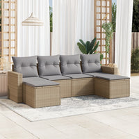 Set Divano da Giardino 6 pz con Cuscini-Sofa da Giardino-Divanetto da esterno Beige in Polyrattan 437853