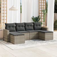 Set Divano da Giardino 6pz con Cuscini-Sofa da Giardino-Divanetto da esterno Grigio Chiaro Polyrattan 113744