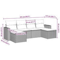 Set Divano da Giardino 6 pz con Cuscini-Sofa da Giardino-Divanetto da esterno Marrone in Polyrattan 443172