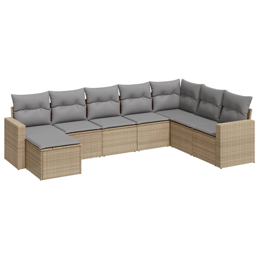 Set Divano da Giardino 8 pz con Cuscini Beige in Polyrattancod mxl 91714