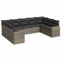Set Divano da Giardino 9 pz con Cuscini Grigio in Polyrattan 3219390