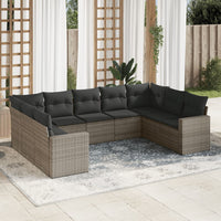 Set Divano da Giardino 9 pz con Cuscini Grigio in Polyrattan 3219390