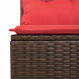 Set Divani da Giardino 9pz con Cuscini Marrone in Polyrattan