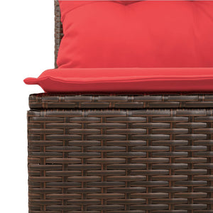 Set Divani da Giardino 10pz con Cuscini in Polyrattan Marrone