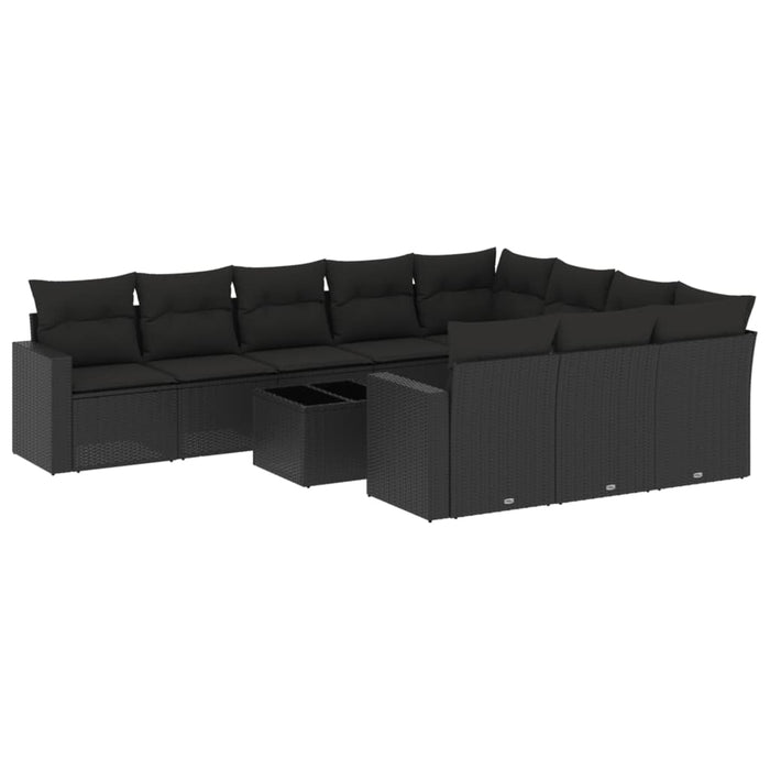Set Divani da Giardino 11 pz con Cuscini in Polyrattan Nero 3219485