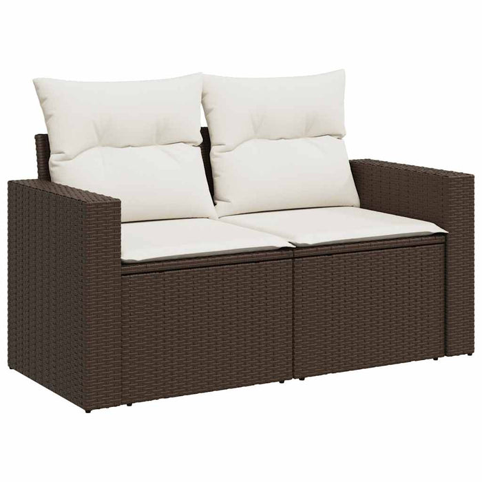 Set Divani da Giardino 10pz con Cuscini in Polyrattan Marrone 3219503