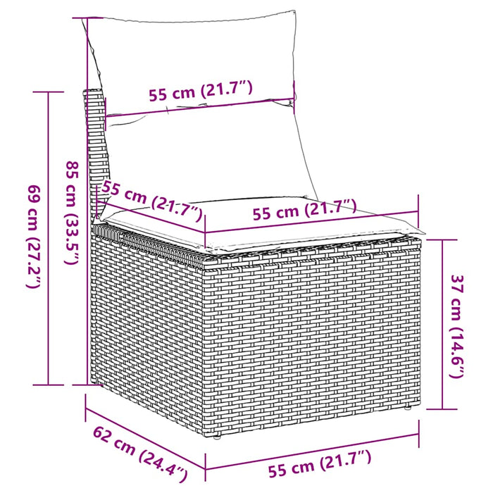 Set Divani da Giardino 10pz con Cuscini in Polyrattan Marrone 3219503