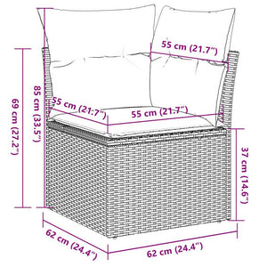 Set Divani da Giardino 10pz con Cuscini in Polyrattan Marrone 3219503