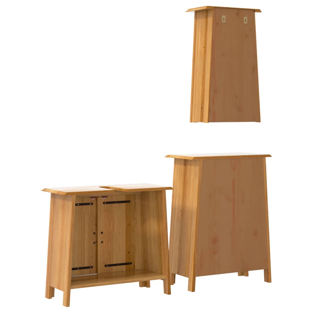 Set Mobili da Bagno 3 pz in Legno Massello di Pino 3223457