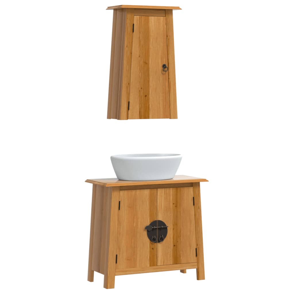 Set Mobili da Bagno 2 pz in Legno Massello di Pino 3223459