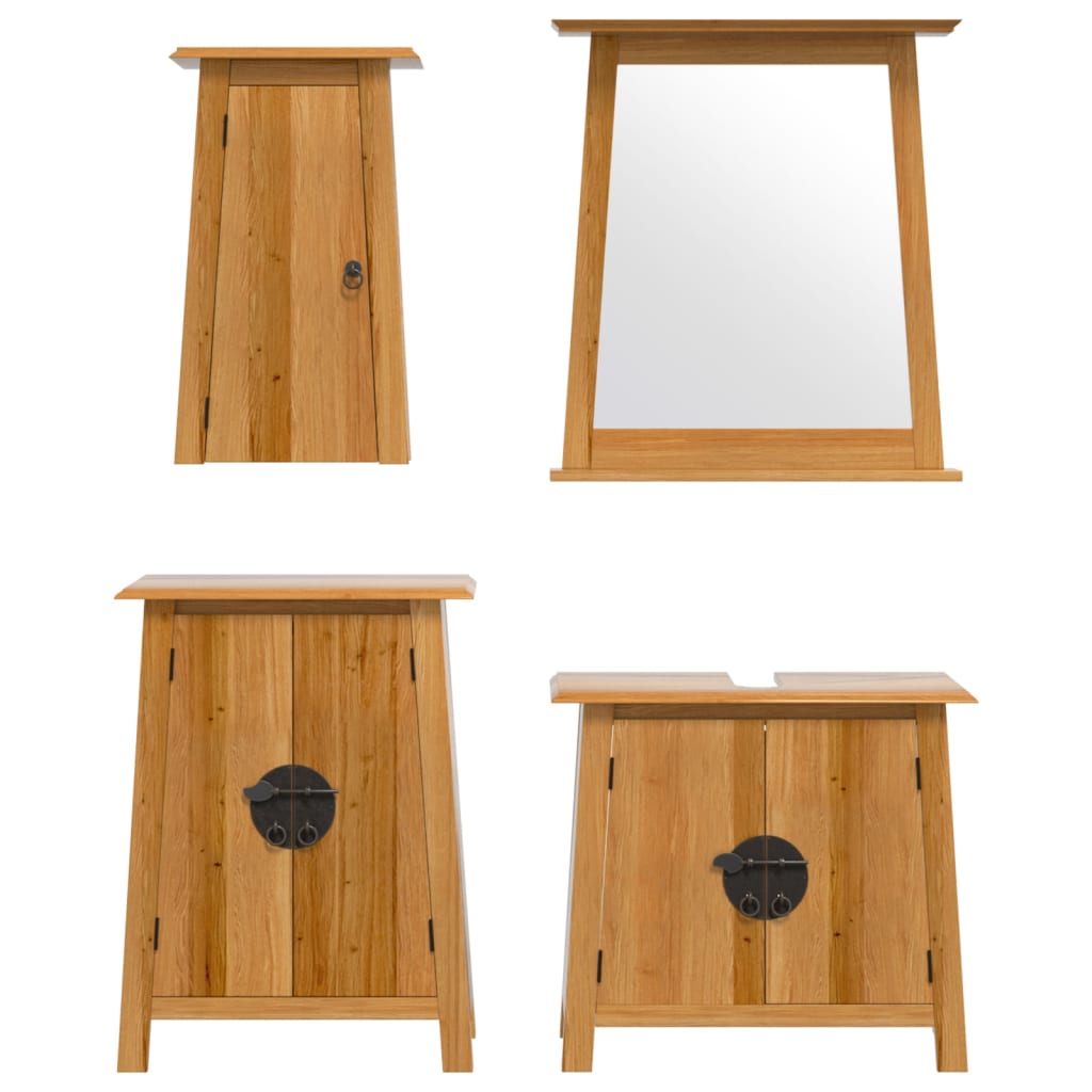 Set Mobili da Bagno 4 pz in Legno Massello di Pino 3223463