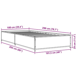 Giroletto Nero 100x200 cm in Legno Multistrato e Metallo 845106