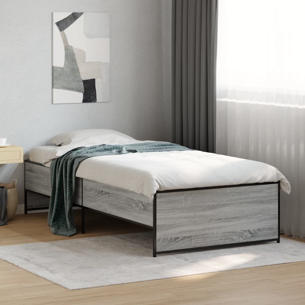Giroletto-Struttura Letto Grigio Sonoma 75x190cm in Legno Multistrato e Metallo 859857