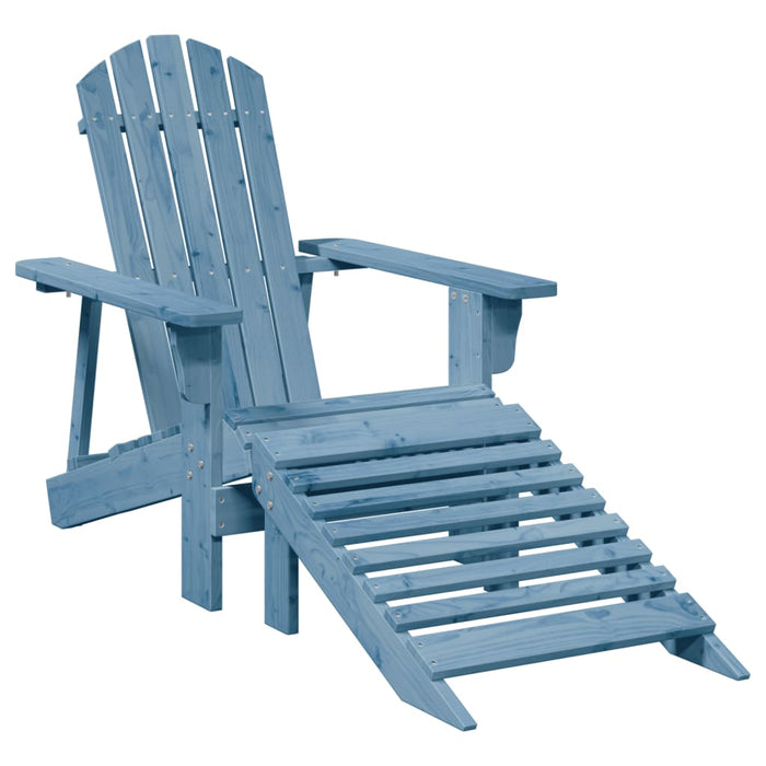 vidaXL Sedia Adirondack con Ottomana Blu in Legno Massello di Abete