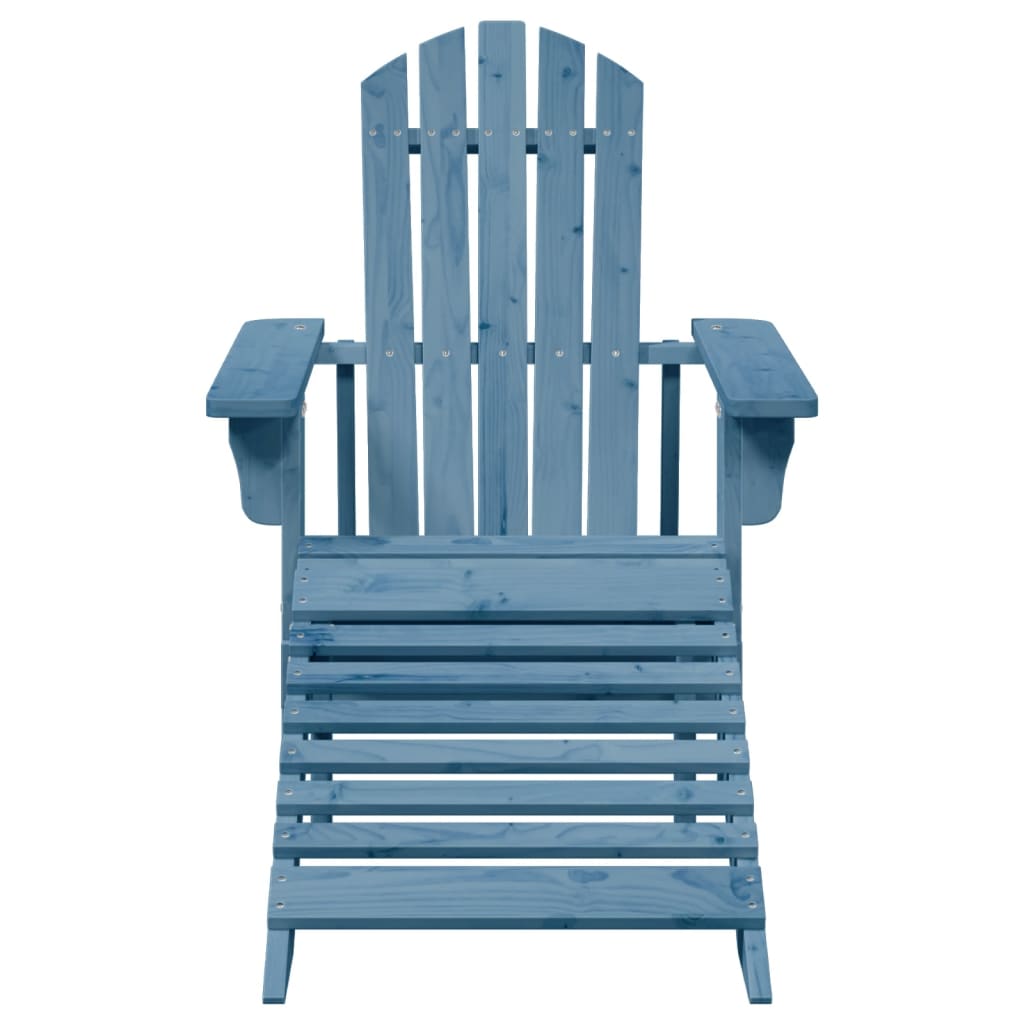 vidaXL Sedia Adirondack con Ottomana Blu in Legno Massello di Abete