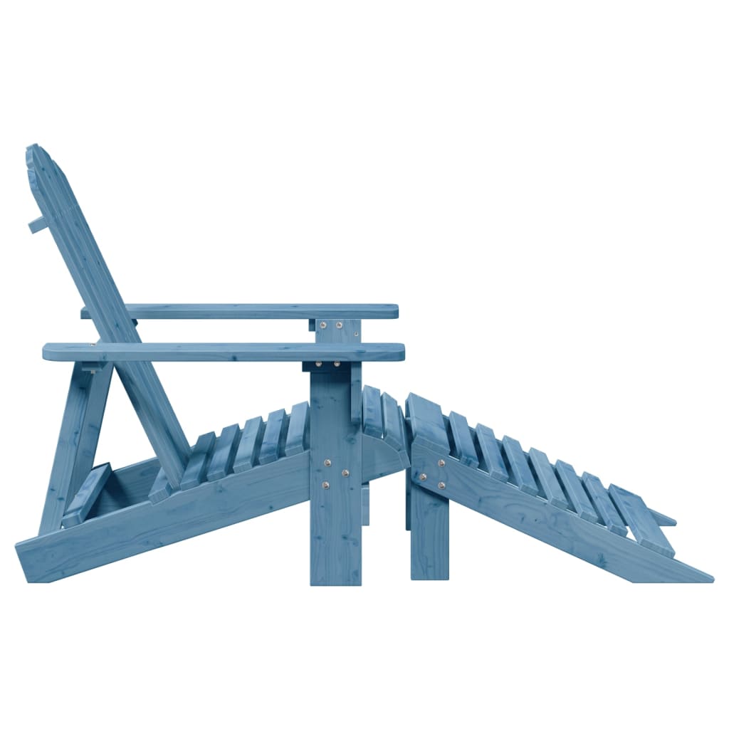 vidaXL Sedia Adirondack con Ottomana Blu in Legno Massello di Abete