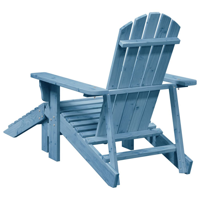 Sedia Adirondack con Ottomana Blu in Legno Massello di Abete 4007242
