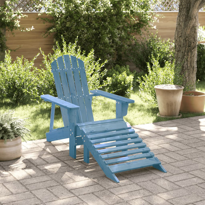 vidaXL Sedia Adirondack con Ottomana Blu in Legno Massello di Abete