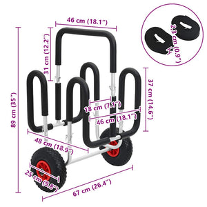 Carrello SUP per 2 Tavole da Surf 90 kg in Alluminio 94877