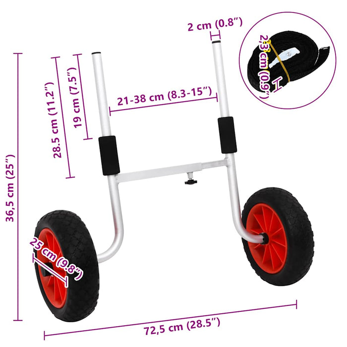 Carrello per Kayak 90 kg in Alluminio 94878