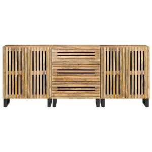 vidaXL Credenze 3 pz 60x34x75 cm in Legno Massello di Mango Grezzo