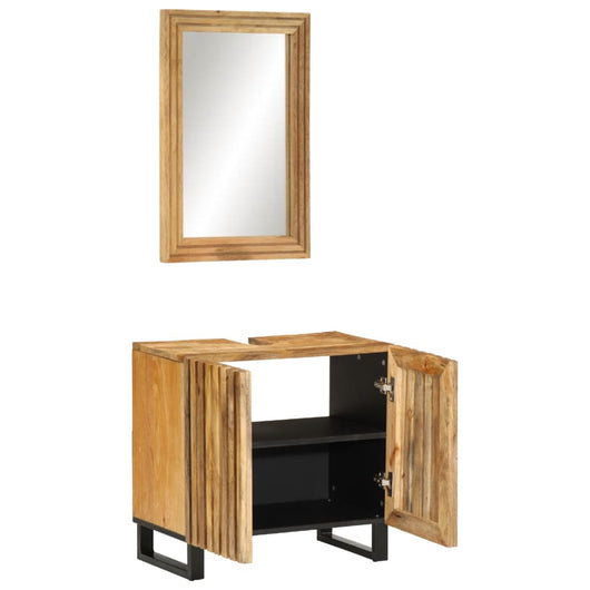 vidaXL Set Mobili da Bagno 2pz in Legno Massello di Mango Grezzo