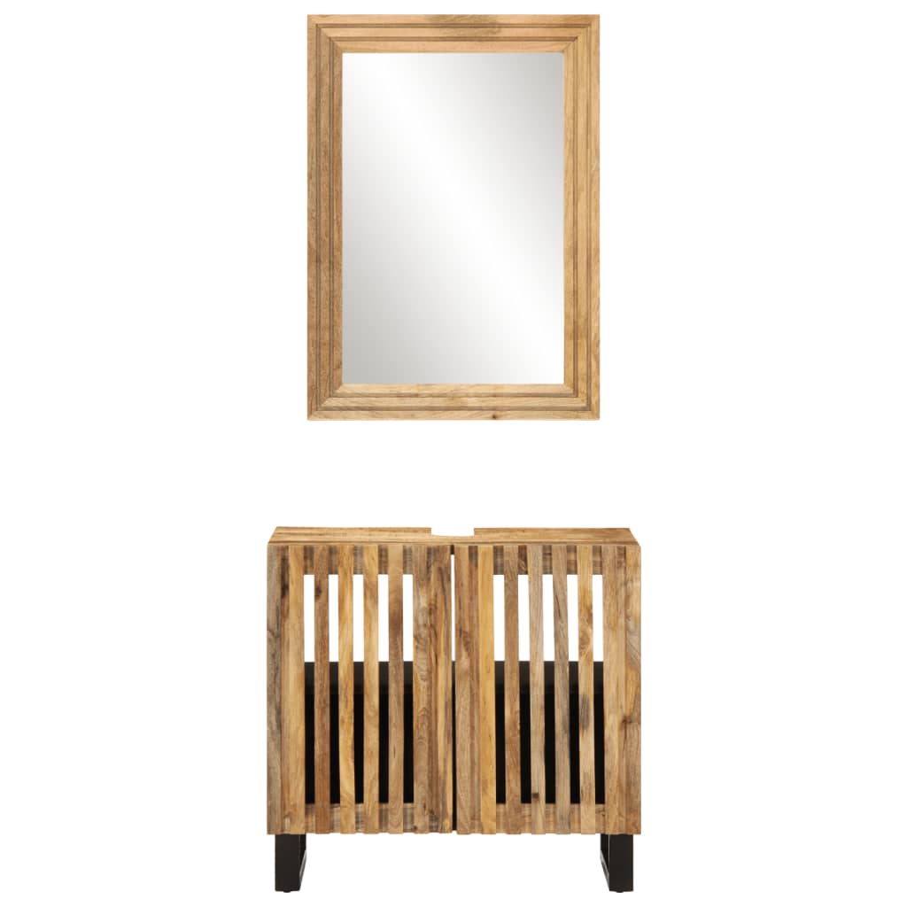 vidaXL Set Mobili da Bagno 2pz in Legno Massello di Mango Grezzo