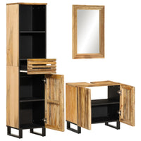 vidaXL Set Mobili da Bagno 3 pz in Legno Massello di Mango Grezzo