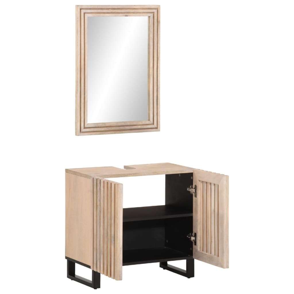 vidaXL Set Mobili da Bagno 2pz in Legno Massello di Mango