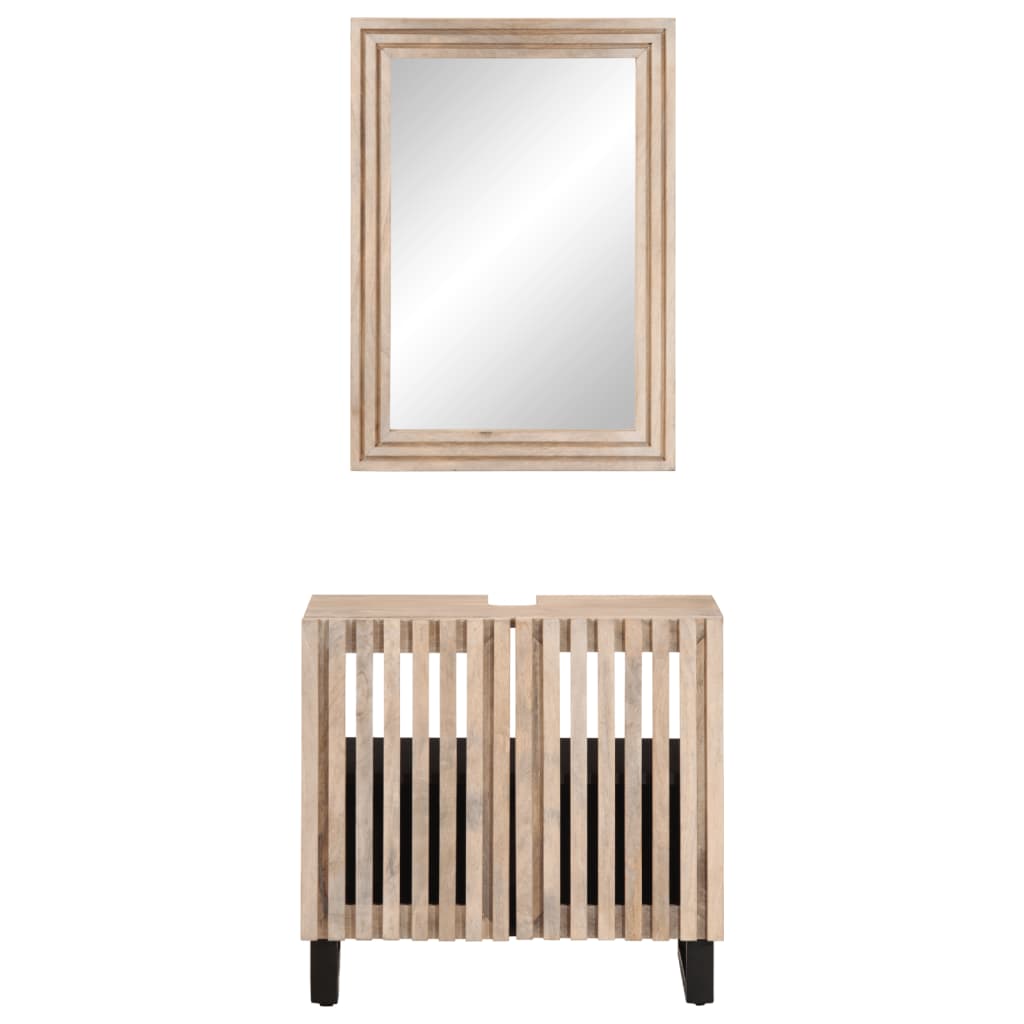vidaXL Set Mobili da Bagno 2pz in Legno Massello di Mango
