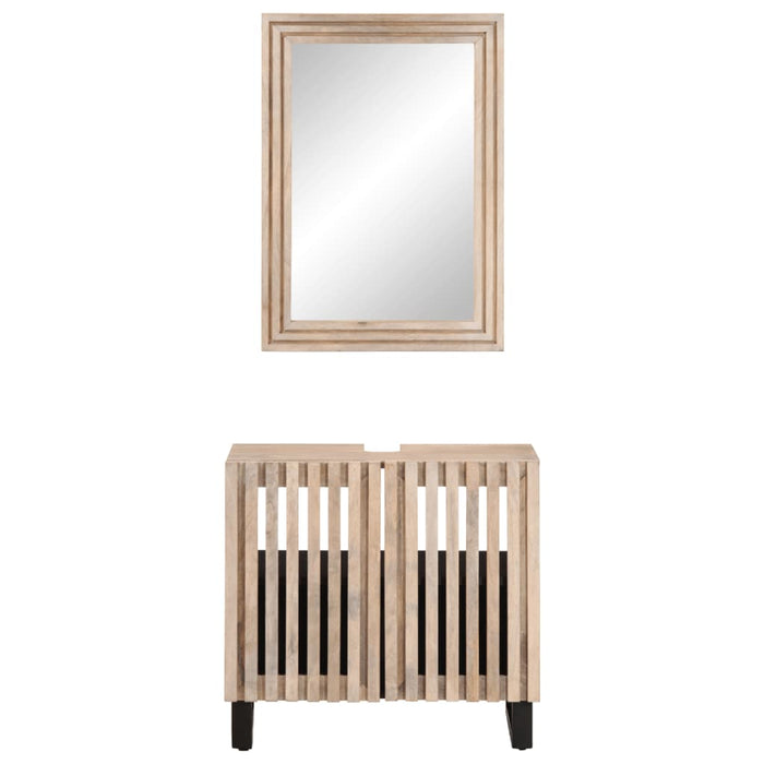 vidaXL Set Mobili da Bagno 2pz in Legno Massello di Mango
