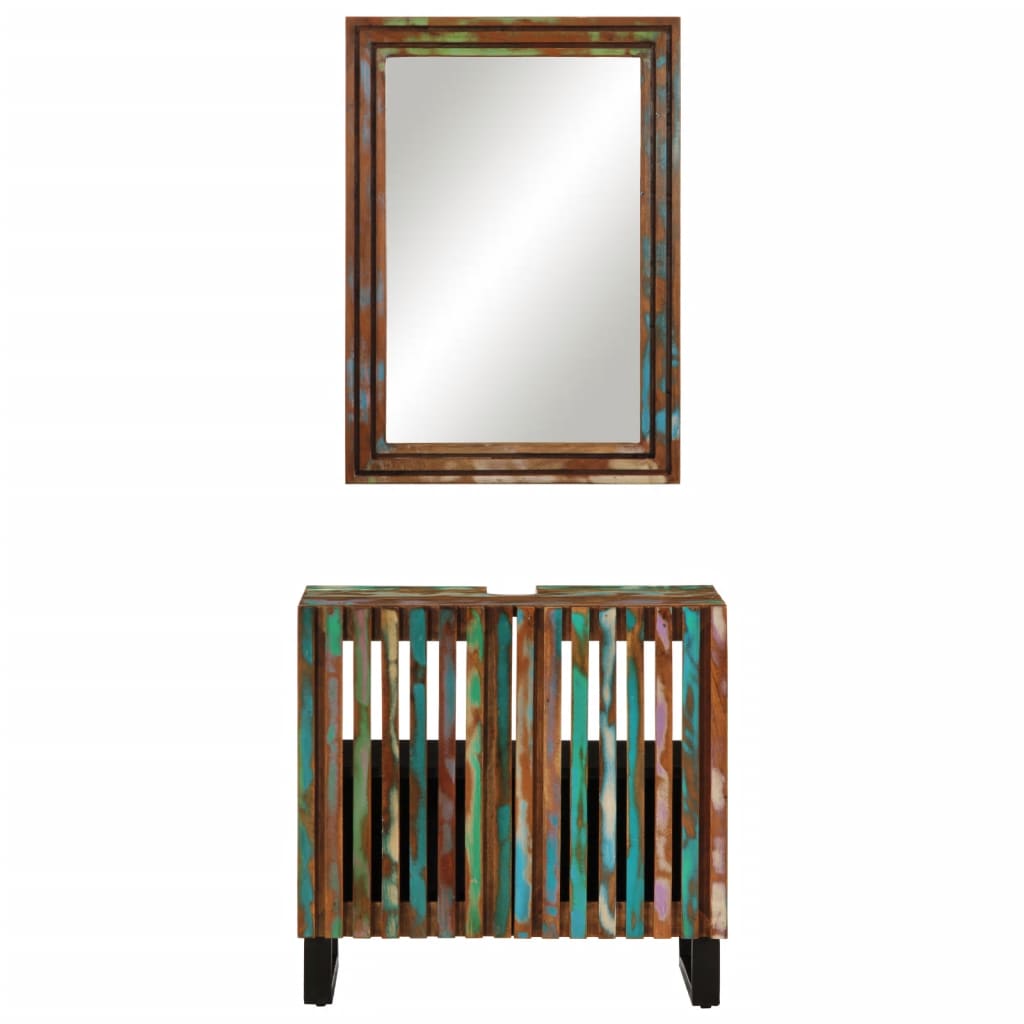 vidaXL Set Mobili da Bagno 2pz in Legno Massello di Acacia