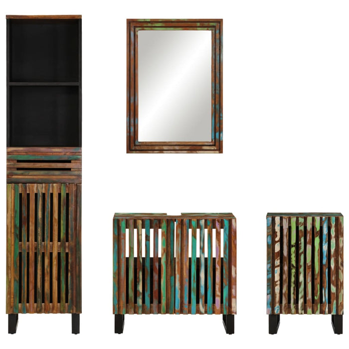 vidaXL Set Mobili da Bagno 4 pz in Legno Massello di Acacia