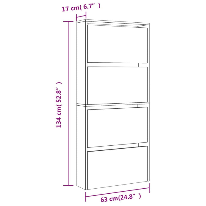 Scarpiera con Specchio a 4 Livelli Grigio Cemento 63x17x134 cm 3228275