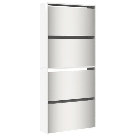 Scarpiera scarpiera mobile portaoggetti ingresso corridoio soggiorno specchio 4 livelli x bianco lucido 02_0021886