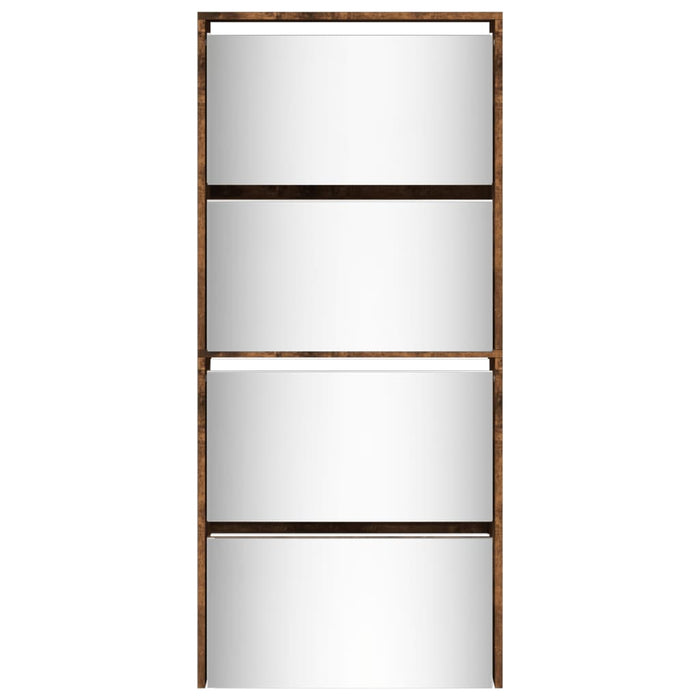 Scarpiera con Specchio a 4 Livelli Rovere Fumo 63x17x134 cm 3228277