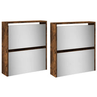 Scarpiera con Specchio a 4 Livelli Rovere Fumo 63x17x134 cm 3228277