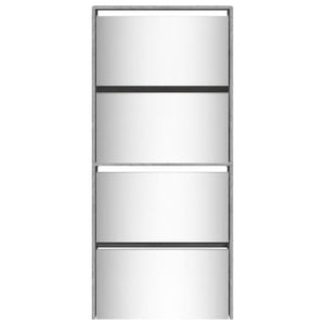 Scarpiera con Specchio a 4 Livelli Grigio Sonoma 63x17x134 cm