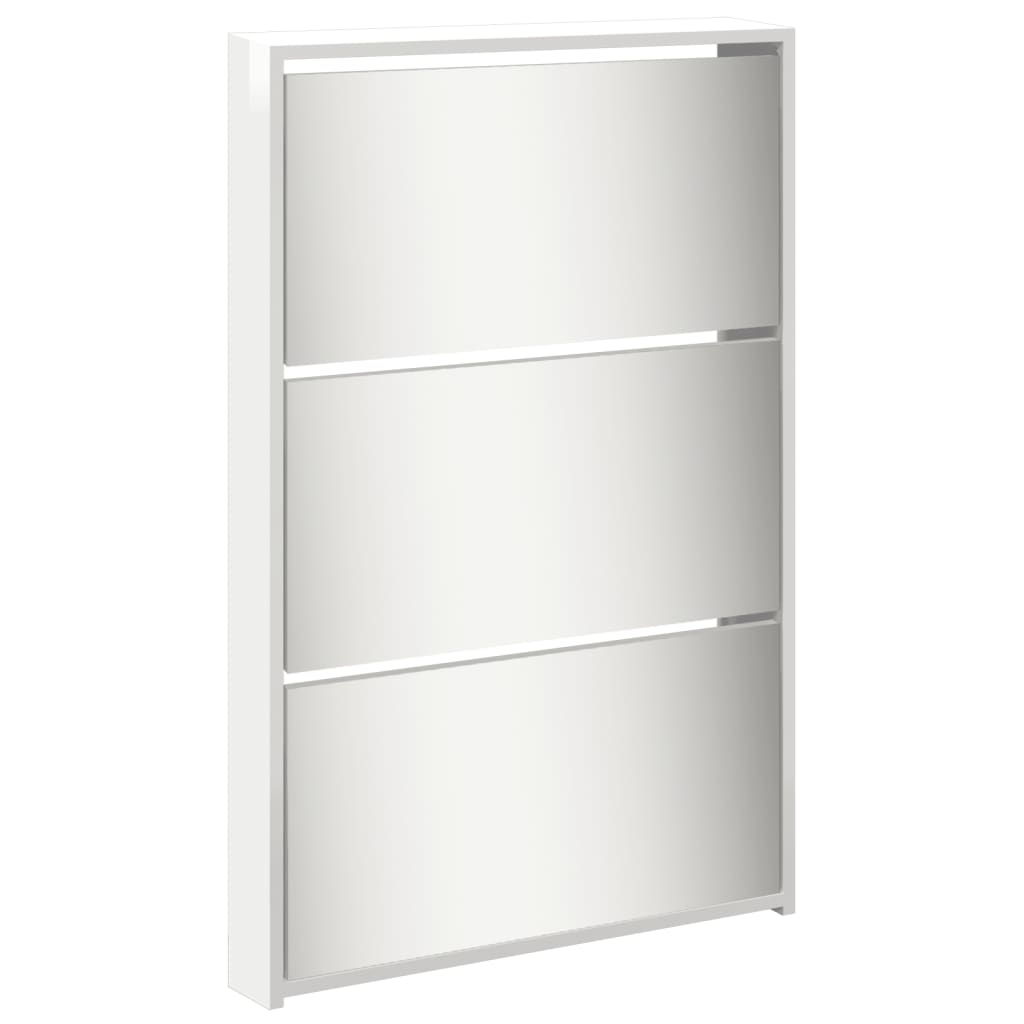 Scarpiera con Specchio a 5 Livelli Bianco Lucido 63x17x169,5 cm 3228282